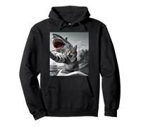 Funny Surfing Cat Selfie with Shark Meme Pullover Hoodie