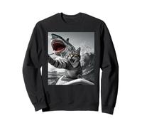 Funny Surfing Cat Selfie with Shark Meme Sweatshirt