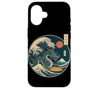 Funny Surfing Dragon Kanagawa Wave Japanese Animal Art Case for iPhone 16