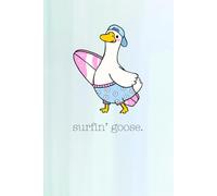 Funny Surfing Goose on Vacation Notebook with Lined Pages for Journaling