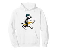 Funny Surfing Puffin Bird Surfboard Lightning Bolt Ocean Pullover Hoodie