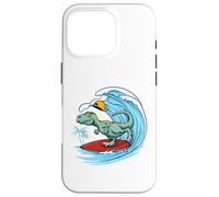 Funny Surfing Trex Dinosaur Surfer Dino Surfing T-Rex Surf Case for iPhone 16 Pro