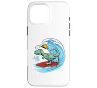 Funny Surfing Trex Dinosaur Surfer Dino Surfing T-Rex Surf Case for iPhone 16 Pro Max