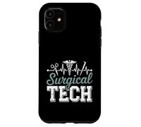 Funny Surgical Tech Saying EKG Heartbeat Caduceus Case for iPhone 11