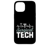 Funny Surgical Tech Saying EKG Heartbeat Caduceus Case for iPhone 15