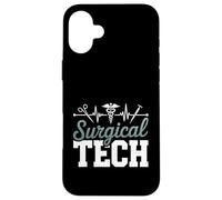 Funny Surgical Tech Saying EKG Heartbeat Caduceus Case for iPhone 16 Plus