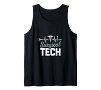 Funny Surgical Tech Saying EKG Heartbeat Caduceus Tank Top