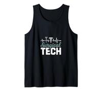 Funny Surgical Tech Saying EKG Heartbeat Caduceus Tank Top