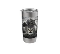 Funny Surprised Grey Tabby Cat Selfie Kaiju Alien UFO Meme Stainless Steel Insulated Tumbler