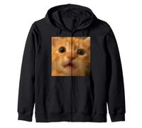 Funny Surprised Orange Kitten Cat Blurry Photo Meme Zip Hoodie
