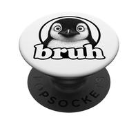Funny Surprised Penguin Bruh Meme Design PopSockets Adhesive PopGrip