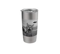 Funny Surprised Scared Cat Selfie Alien UFO Extraterrestrial Stainless Steel Insulated Tumbler