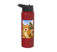 Funny Surprised Scared Cat Selfie with Easter Bunny Kaiju Stainless Steel Insulated Water Bottle