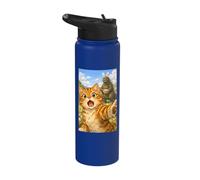 Funny Surprised Scared Cat Selfie with Easter Bunny Kaiju Stainless Steel Insulated Water Bottle