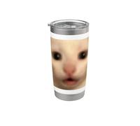 Funny Surprised White Kitten Cat Blurry Meme Stainless Steel Insulated Tumbler
