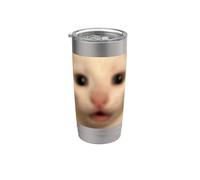 Funny Surprised White Kitten Cat Blurry Meme Stainless Steel Insulated Tumbler