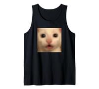 Funny Surprised White Kitten Cat Blurry Meme Tank Top