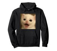 Funny Surprised White Kitten Cat Blurry Photo Meme Pullover Hoodie