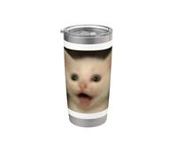 Funny Surprised White Kitten Cat Blurry Photo Meme Stainless Steel Insulated Tumbler