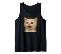 Funny Surprised White Kitten Cat Blurry Photo Meme Tank Top