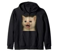 Funny Surprised White Kitten Cat Blurry Photo Meme Zip Hoodie