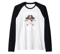 Funny Surrender Your Booty Pirate Flag Skull Jolly Roger Raglan Baseball Tee