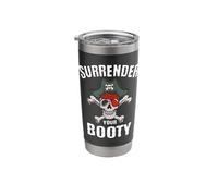 Funny Surrender Your Booty Pirate Flag Skull Jolly Roger Stainless Steel Insulated Tumbler