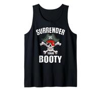 Funny Surrender Your Booty Pirate Flag Skull Jolly Roger Tank Top