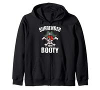 Funny Surrender Your Booty Pirate Flag Skull Jolly Roger Zip Hoodie