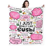 Funny Sushi Blanket Gifts for Sushi Lovers Kids Birthday Christmas Valentine Present Cute Pattern Food Theme Plush Throw Blanket Gifts for Women Girls Teen Adults 60"X50"