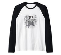 Funny Swimming Cat - Keep Your Chin Up Feeling Overwhelmed Raglan Baseball Tee