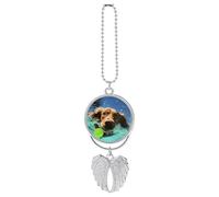 Funny Swimming Dog Car Hanging Ornament Rear View Mirror Pendant Lucky Presents Hanging Ornament Funny Car Pendant for Office Auto Home Decoration Silver-style