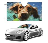 Funny Swimming Dog Car Windshield Sun Shade Keep Car Interior Cool 51"x28" Folding Front Window Sun Shade, Heat Shield for SUV, Truck, Blocks UV