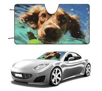 Funny Swimming Dog Car Windshield Sun Shade Keep Car Interior Cool 55"x30" Folding Front Window Sun Shade, Heat Shield for SUV, Truck, Blocks UV