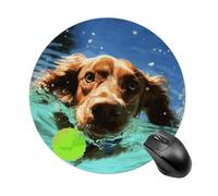 Funny Swimming Dog Round Mouse Pad Smooth Glide Gaming Mousepad Extra Density Portable Comfortable Mouse Mat for Desk, Home, Office 7.8x7.8 Inches