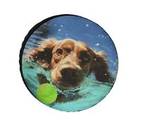 Funny Swimming Dog Tire Covers Waterproof Anti UV Tire Cover 24inch Single Axle Wheel Covers for RV Truck SUV Trailer Universal for All Seasons
