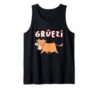 Funny Swiss Cow Says Gruezi Hello Switzerland Cute Tank Top