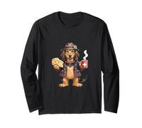 Funny Swiss Running Dog Coffee Cheese Switzerland Flag Long Sleeve T-Shirt