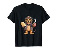 Funny Swiss Running Dog Coffee Cheese Switzerland Flag T-Shirt