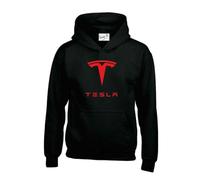 Funny T E S L A Motors Elon Musk Electric Cars Trendy Unisex Adult and Kids Hoodies Black