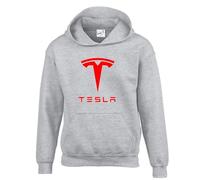Funny T E S L A Motors Elon Musk Electric Cars Trendy Unisex Adult and Kids Hoodies Grey