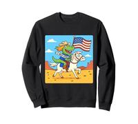 Funny T-Rex Cowboy Riding Horse Graphic- Western Dinosaur Sweatshirt