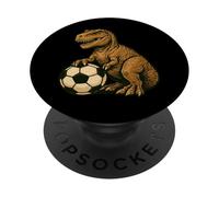 Funny T-Rex Dinosaur With Soccer PopSockets Adhesive PopGrip