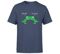 Funny T Rex Hugs Mens Womens T Shirt Hug Me I Am Trying Dinosaur Joke Gift Tee Mens T Shirts Navy Blue XL