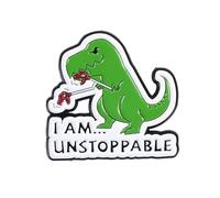 Funny T-Rex I Am Unstoppable Enamel Pins, Cute Dinosaur Humor Brooches, Cute Dinosaur Meme Badge Brooch, Hilarious T-Rex Dino Gift For Women Girls Men, Funny Car Dino Badges