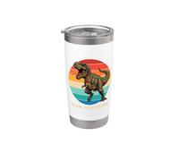 Funny T Rex Team Carnivore Dinosaur Retro Sunset Stainless Steel Insulated Tumbler