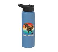 Funny T Rex Team Carnivore Dinosaur Retro Sunset Stainless Steel Insulated Water Bottle