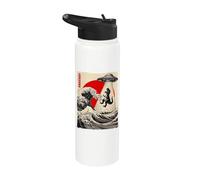 Funny T-Rex UFO Abduction Great Wave Kanagawa Anime T-Rex Stainless Steel Insulated Water Bottle