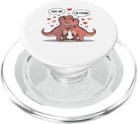 Funny T Rex Valentine Couple Hug Me Meme Dinosaur Love PopSockets PopGrip for MagSafe