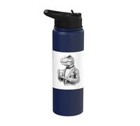 Funny T Rex Victorian Tuxedo Tea Party Dinosaur Graphic Stainless Steel Insulated Water Bottle